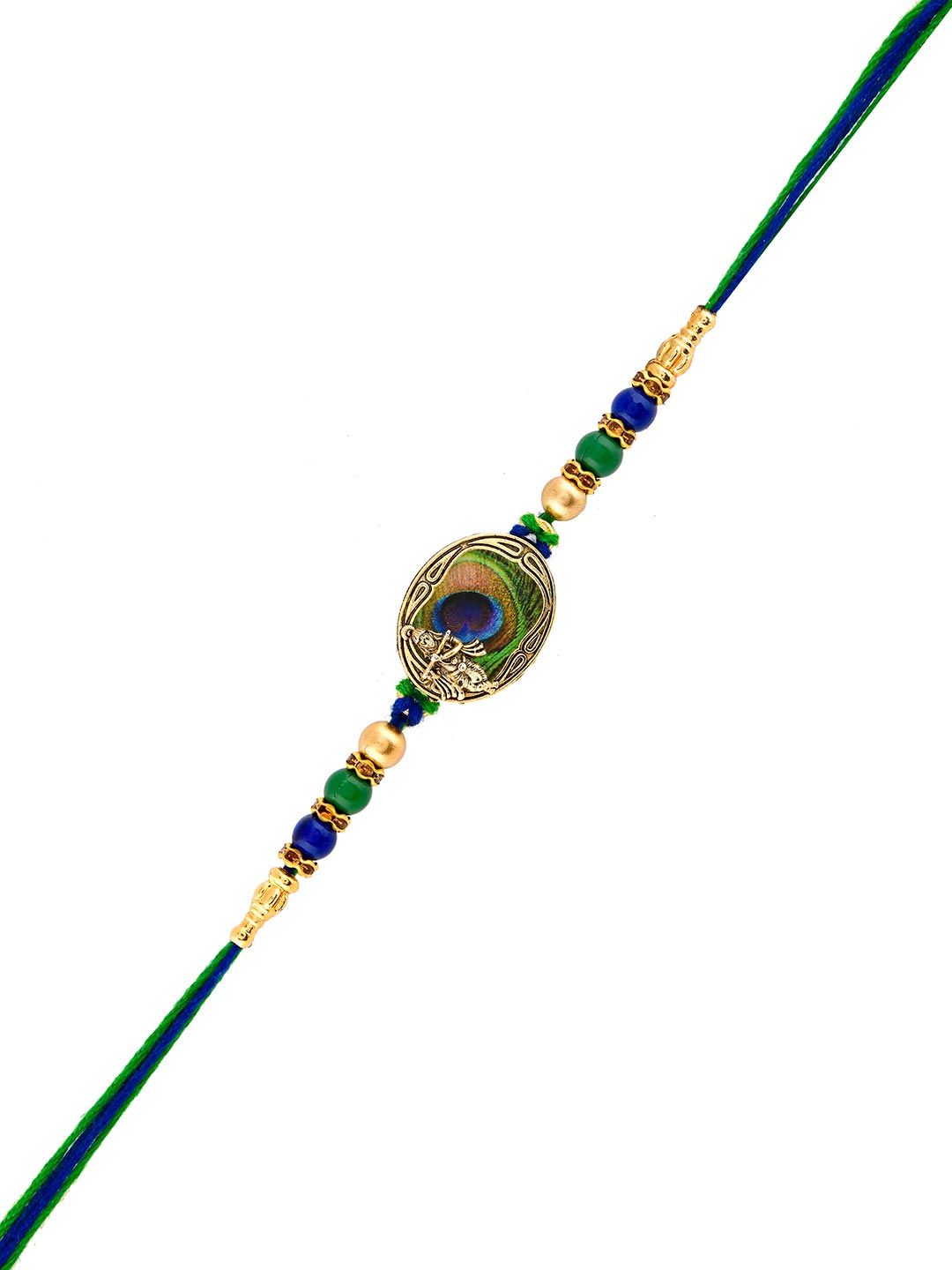 Voylla Peacock Feather Beaded Single Rakhi