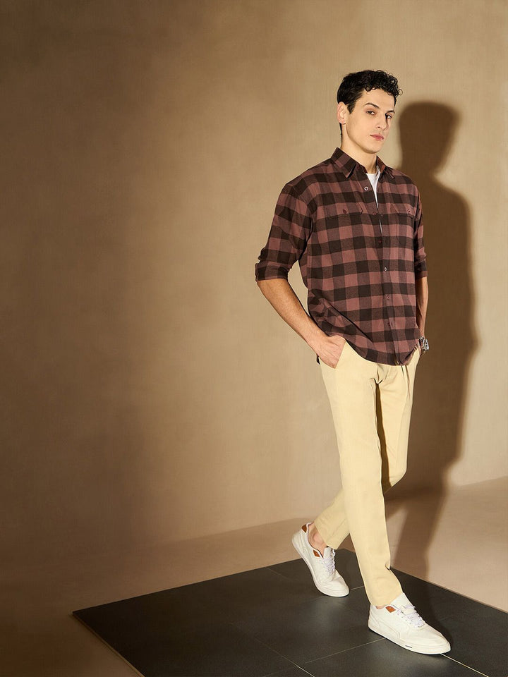 DENNISON Smart Buffalo Checks Cotton Checked Casual Shirt