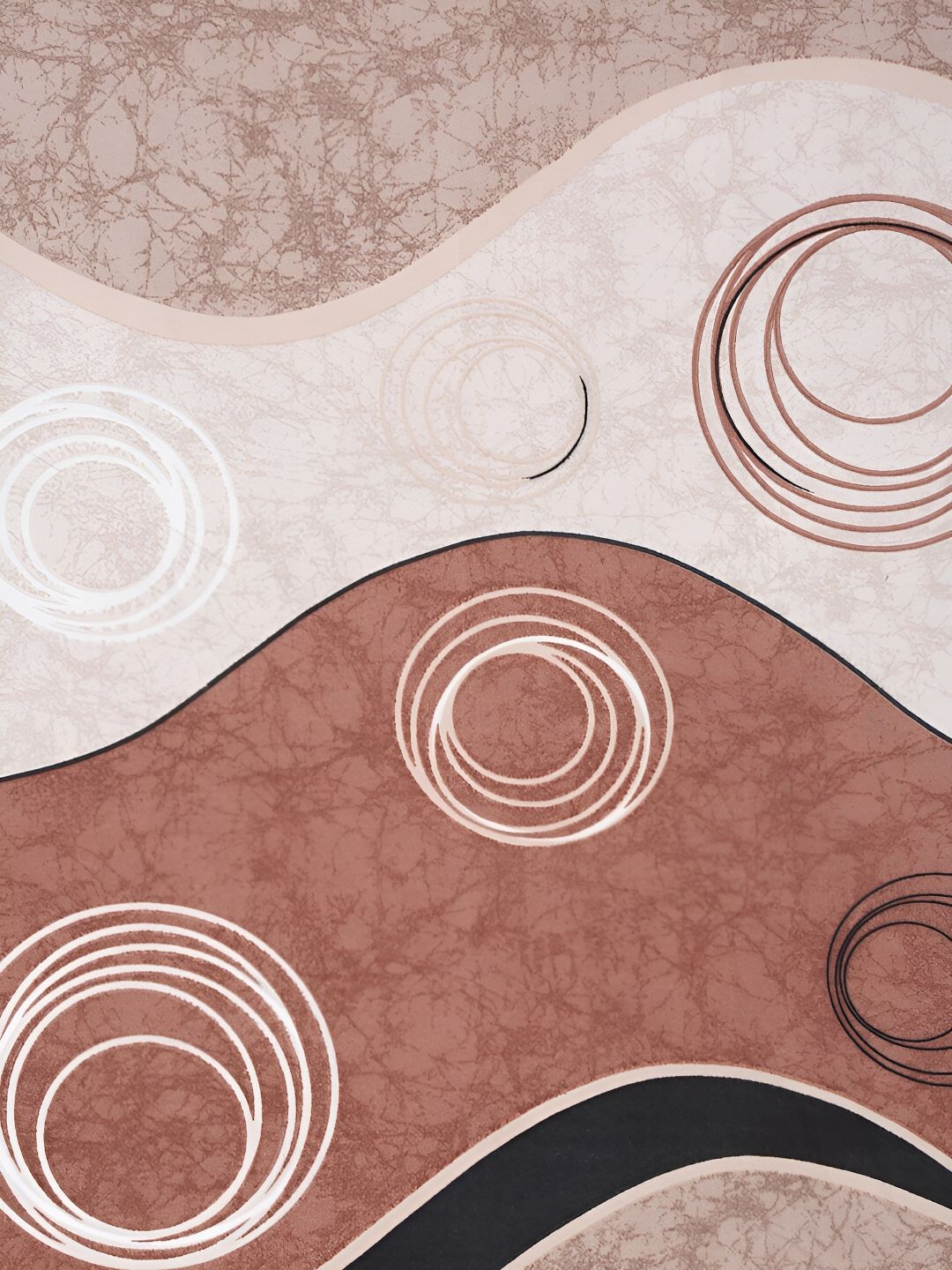 KLOTTHE Brown & Beige Abstract Printed King Bedsheet & 2 Pillow Covers