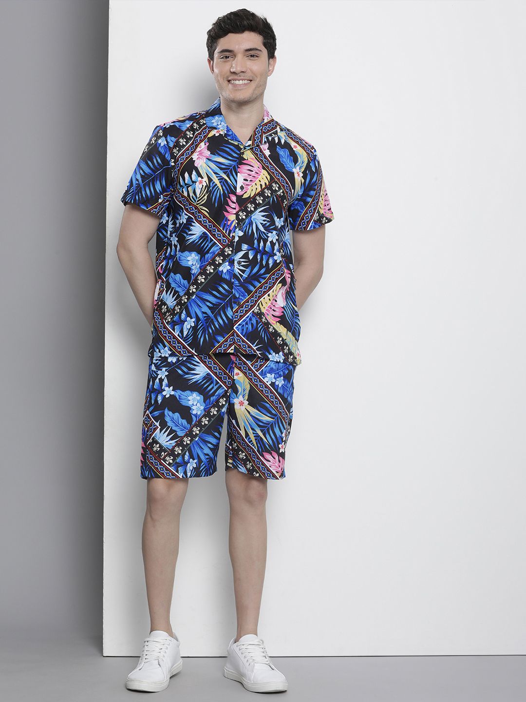 The Indian Garage Co Men Tropical Printed Short with Shirt