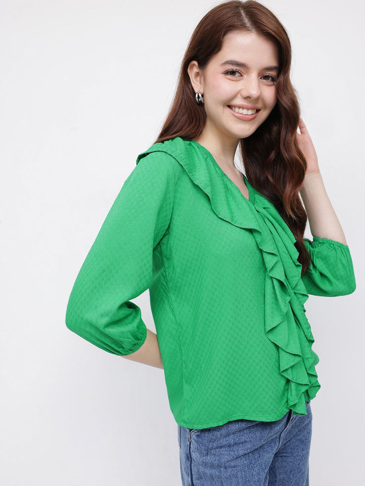 DressBerry Regencycore Ruffles Lace Inserts Top