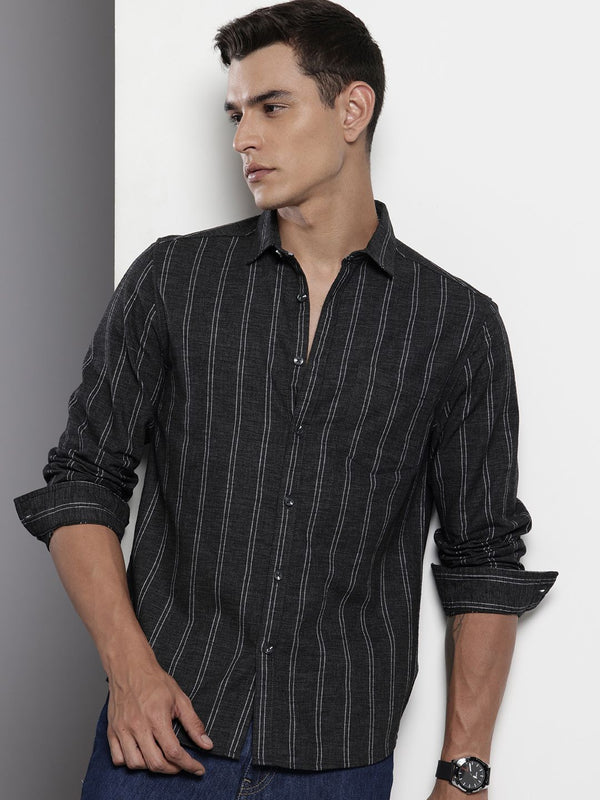 The Indian Garage Co Slim Fit Striped Casual Shirt