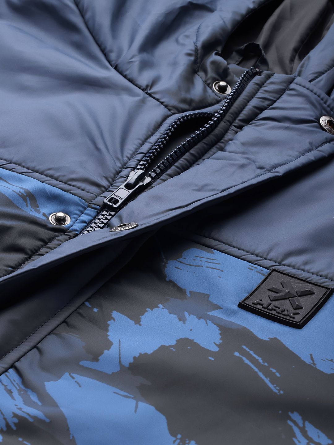 HRX by Hrithik Roshan Abstract Print Hooded Padded Jacket