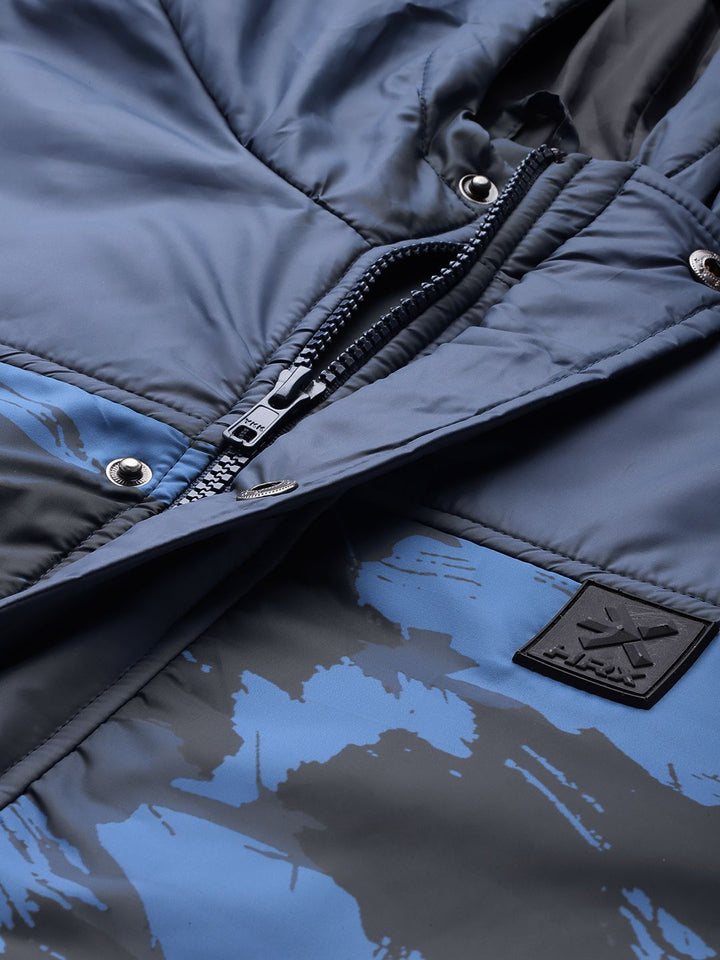 HRX by Hrithik Roshan Abstract Print Hooded Padded Jacket