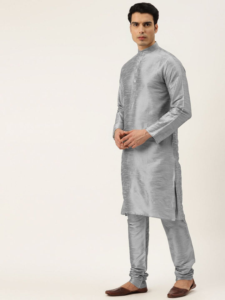 SOJANYA Men Grey & White Kurta with Churidar