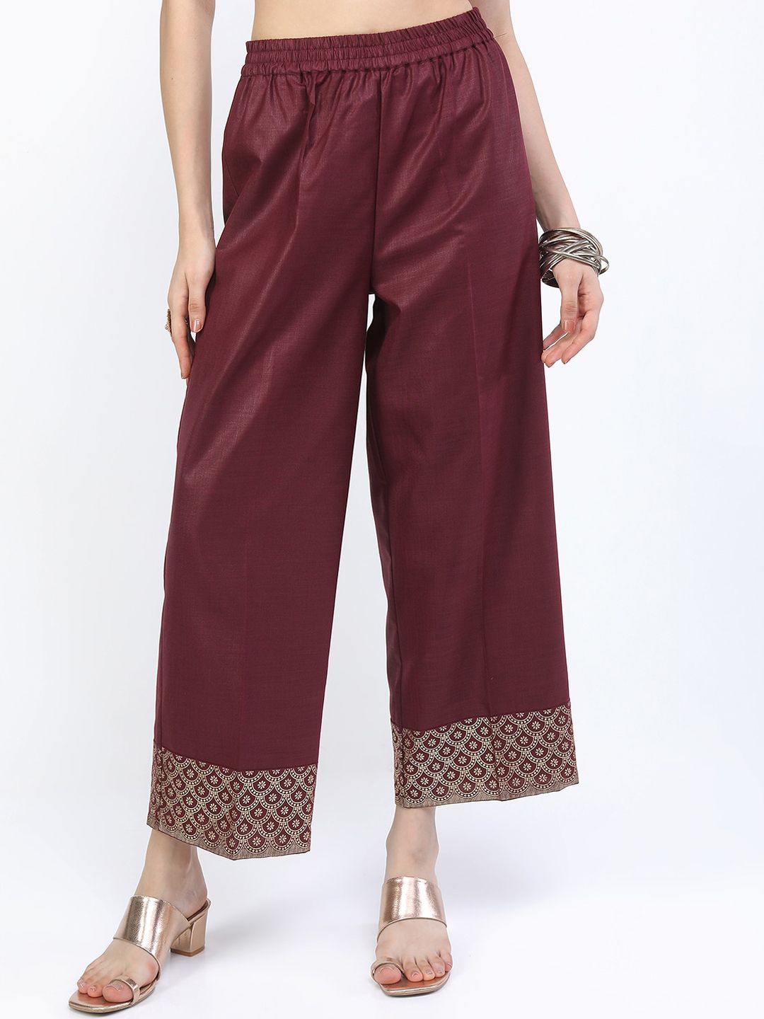 Vishudh Women Burgundy Kurta with Trousers & With Dupatta