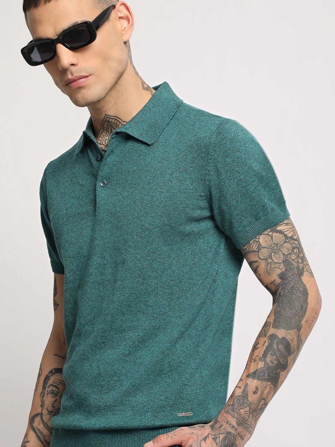 THE BEAR HOUSE Men Solid Regular Fit Cotton Polo Collar T-Shirts