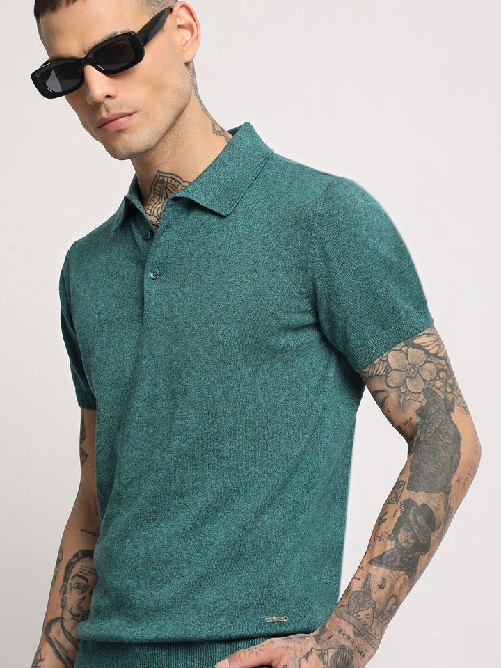 THE BEAR HOUSE Men Solid Regular Fit Cotton Polo Collar T-Shirts