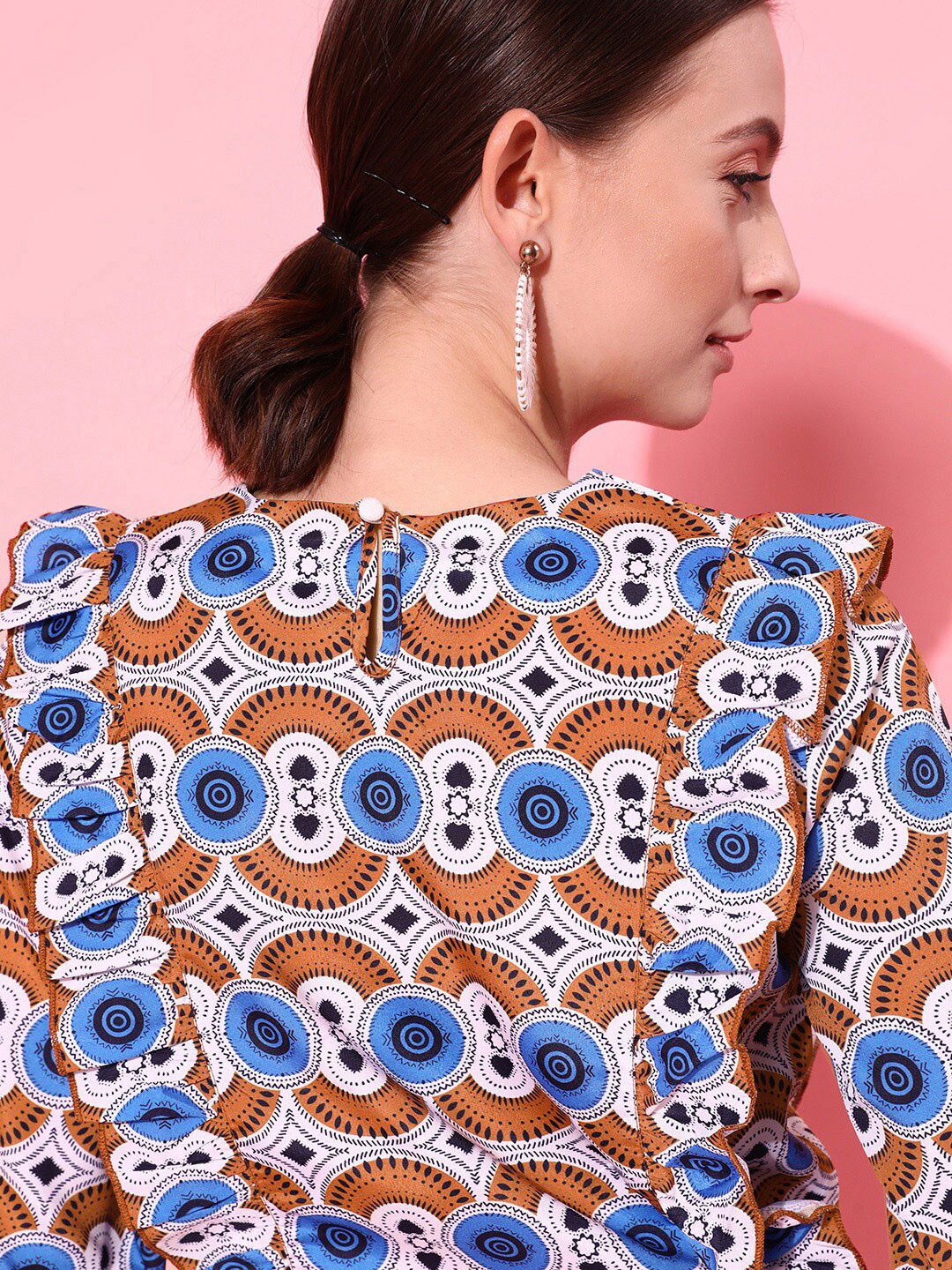 STREET 9 Alluring White Geometric Top