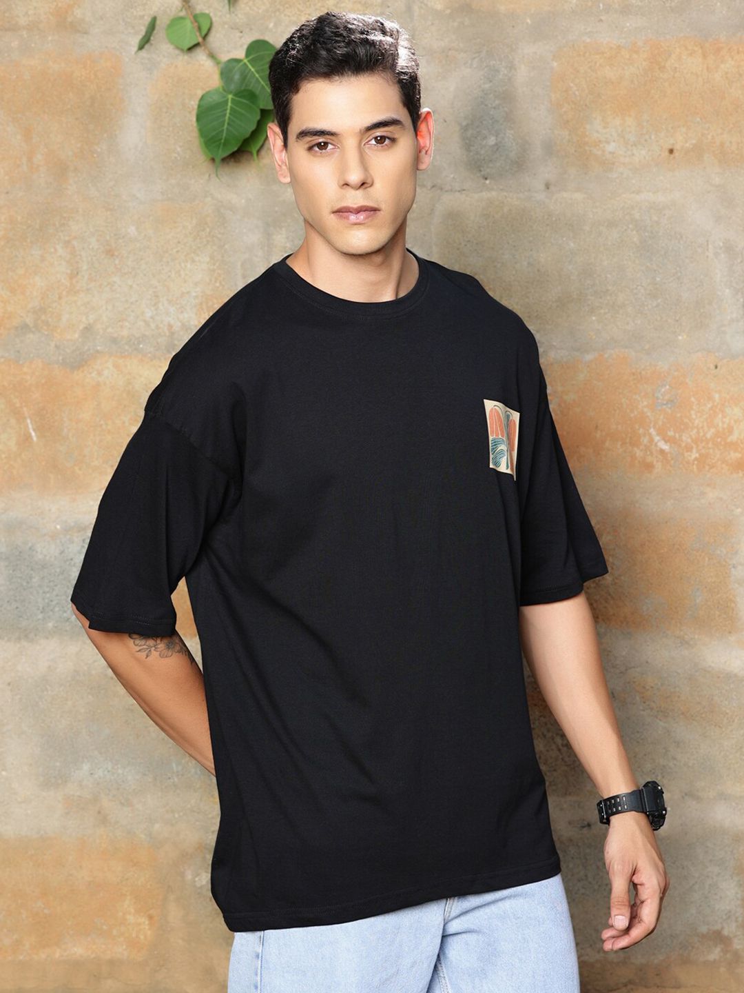 Thomas Scott Graphic Printed Drop-Shoulder Sleeves Oversized Pure Cotton T-shirt