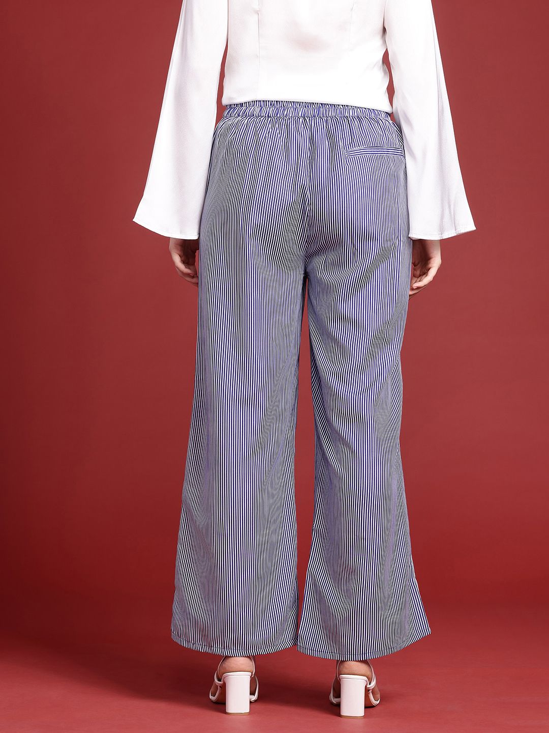 all about you Women Striped Pleated Wide Leg Trousers