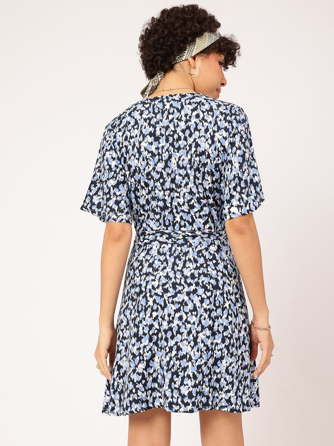 DressBerry Cottagecore Chic Printed A-Line Mini Dress with Belt
