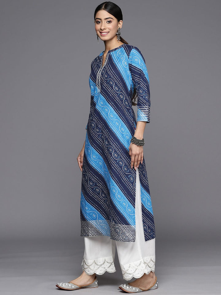 Varanga Women Navy Blue & Blue Bandhani Printed Kurta