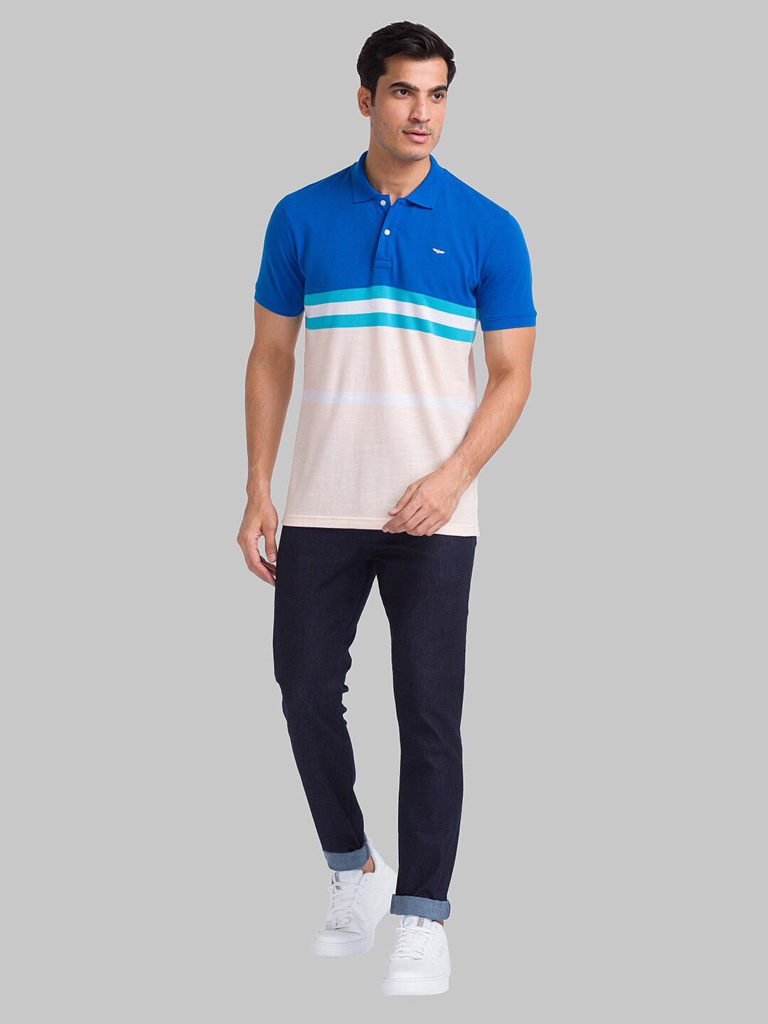 Park Avenue Striped Polo Collar Slim Fit T-shirt