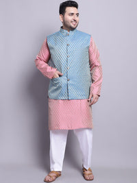SOJANYA PLUS Ethnic Motifs Woven Design Kurta With Pyjamas & Nehru Jacket