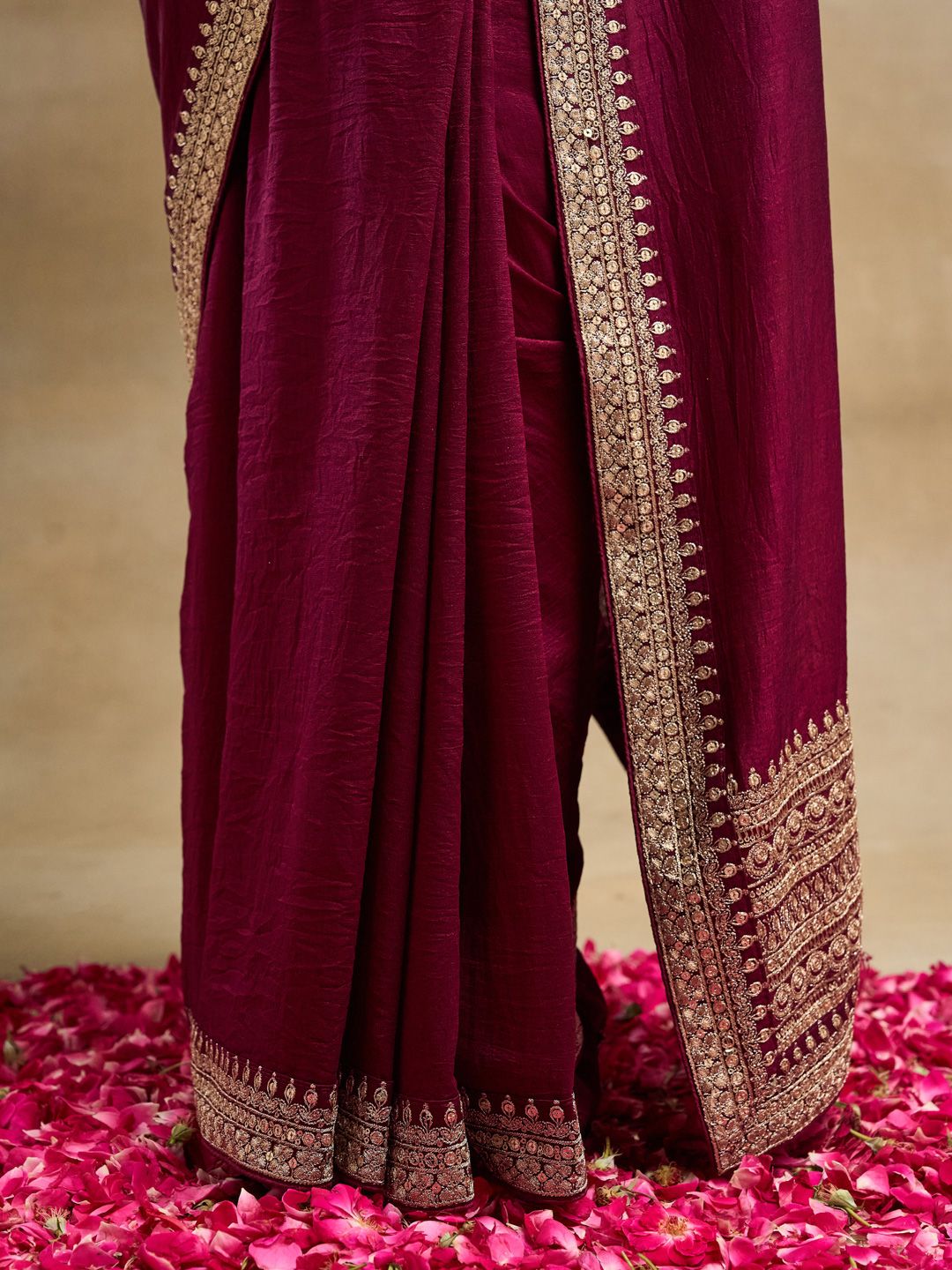 Saree Sutera Tulen Bersulam kasee
