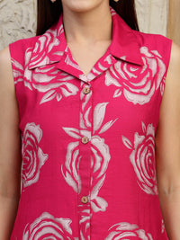 KALINI Floral Printed Shirt Collar A-Line Kurta & Palazzos