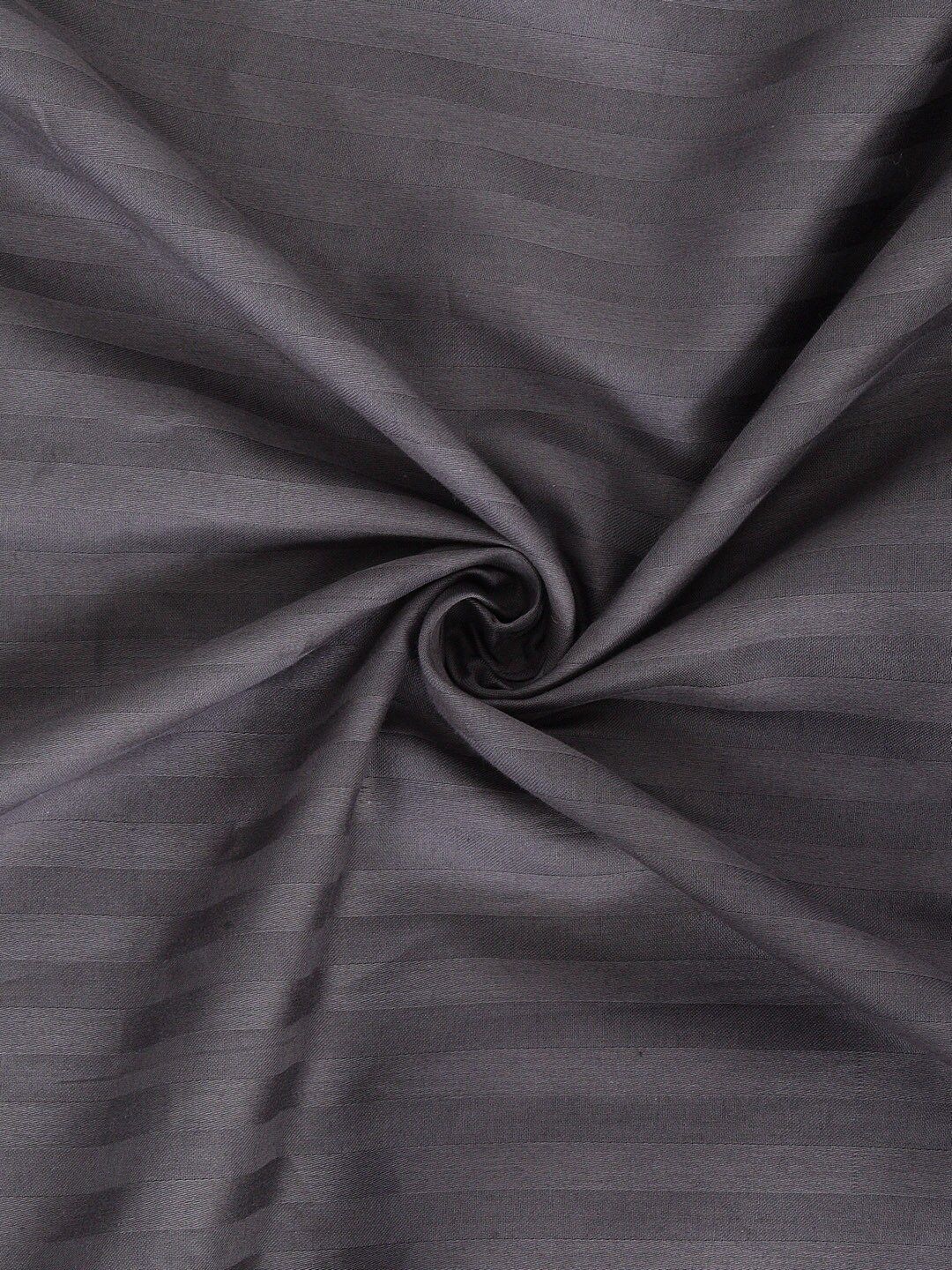 HOSTA HOMES Grey Striped 300 TC Cotton 1 King Bedsheet with 2 Pillow Covers