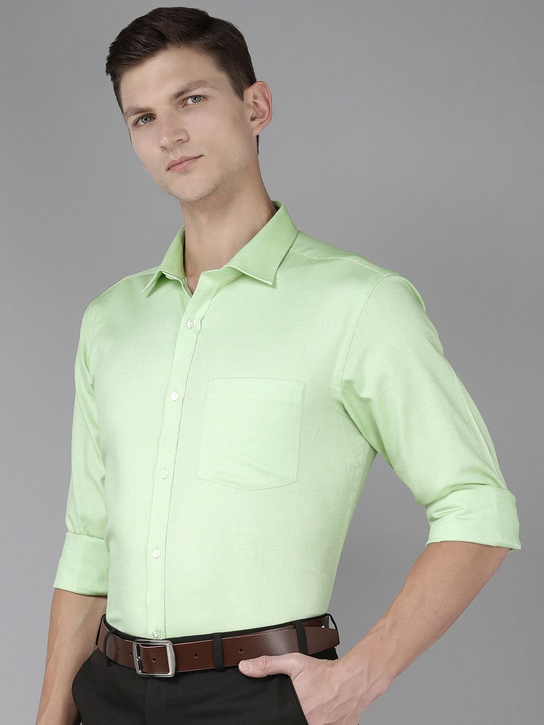 Park Avenue Men Slim Fit Micro Ditsy Opaque Self Design Pure Cotton Formal Shirt