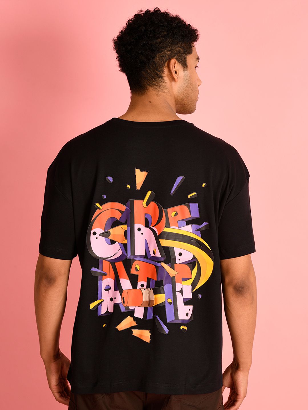 Bene Kleed Men Typography Printed Round Neck Cotton Oversized T-shirt
