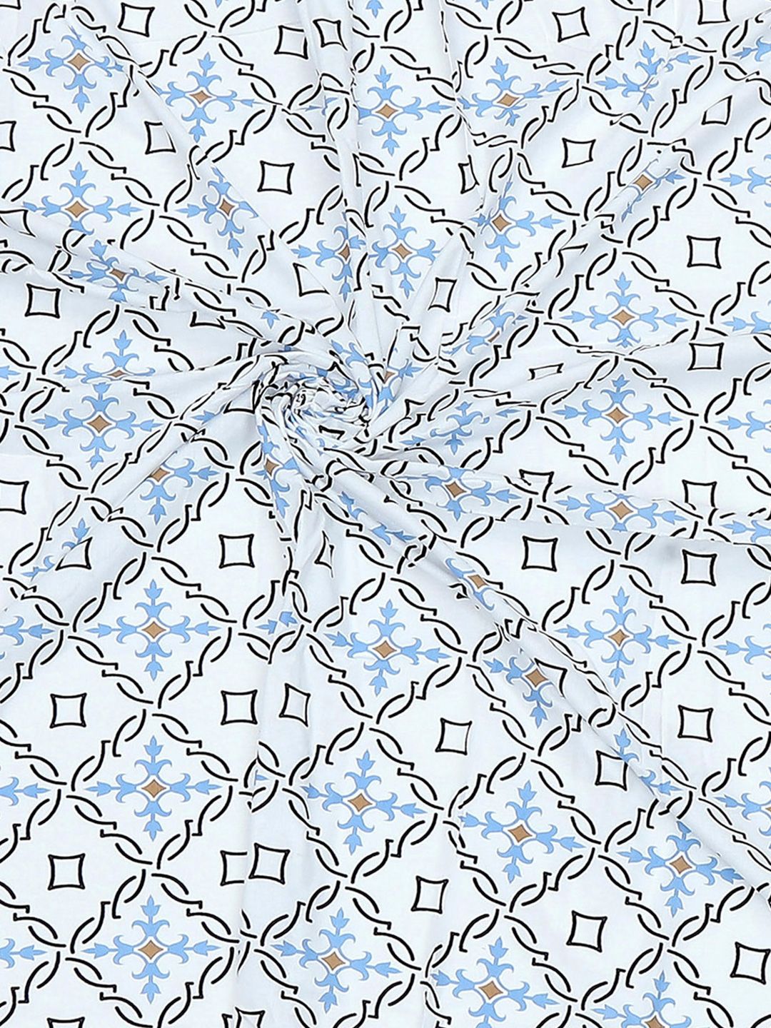 Monte Carlo Grey & White Printed Cotton 144 TC Single Bedsheet Set 2.29 m x 1.52 m