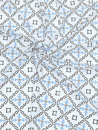 Monte Carlo Grey & White Printed Cotton 144 TC Single Bedsheet Set 2.29 m x 1.52 m