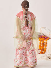 pspeaches Girls Floral Printed Kurti with Sharara & With Dupatta