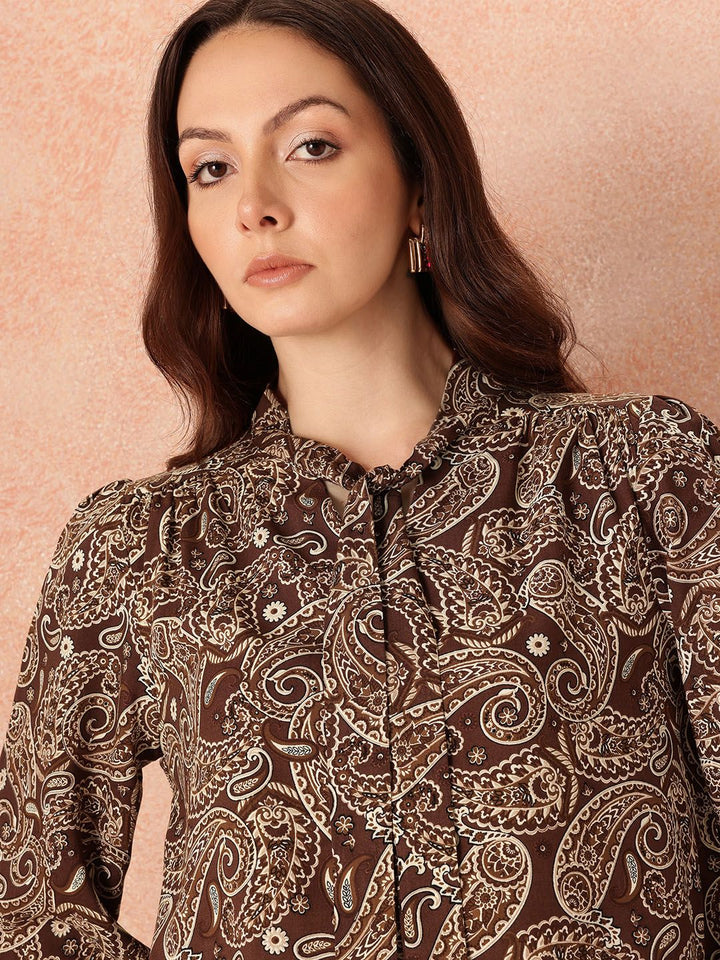 all about you Printed Tie-Up Neck Top