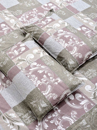 KLOTTHE Pink & White Printed 300 TC King Bedsheet With 2 Pillow Covers- 2.5 m x 2.25 m