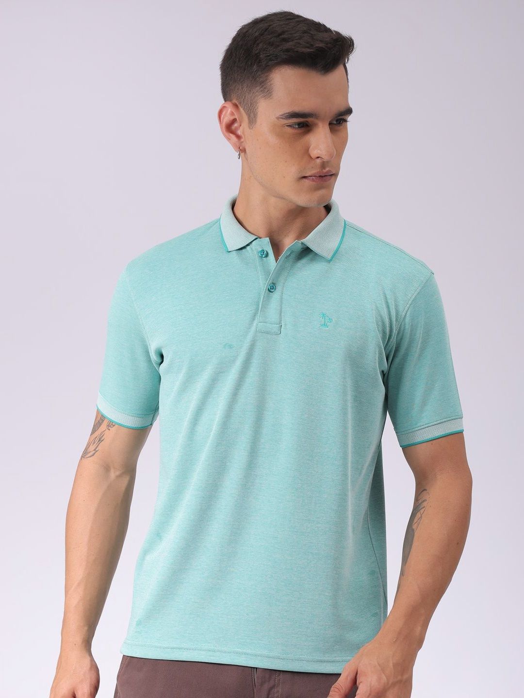 The Indian Garage Co Men Solid Polo Collar T-shirt