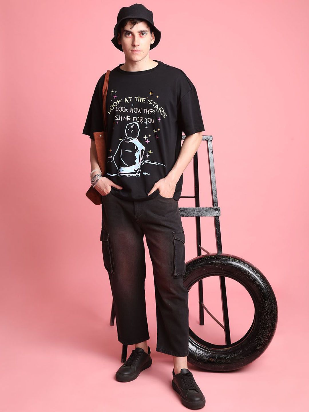 Bene Kleed Men Loose Cropped Rust Tinted Jeans
