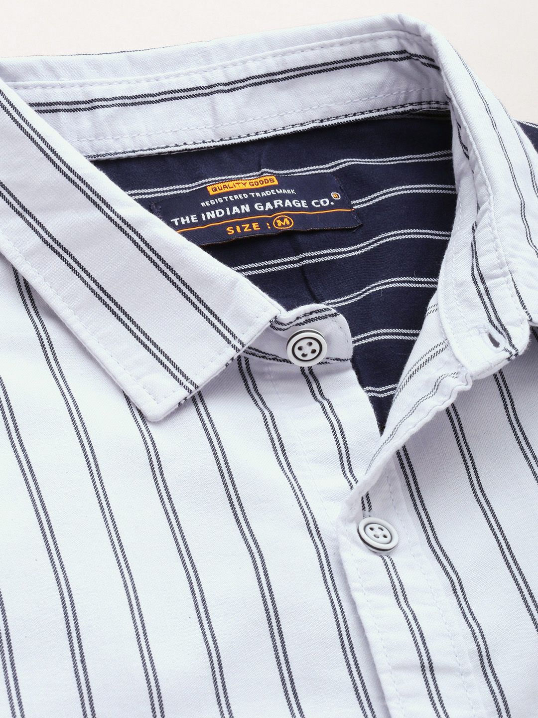 The Indian Garage Co Men Slim Fit Opaque Striped Cotton Casual Shirt