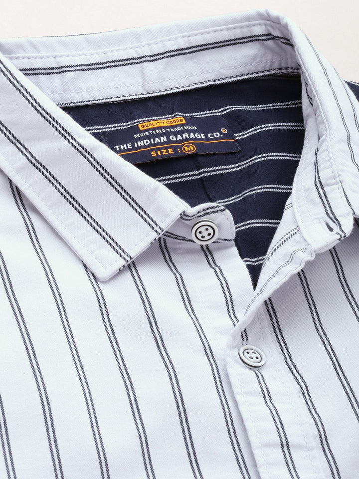 The Indian Garage Co Men Slim Fit Opaque Striped Cotton Casual Shirt
