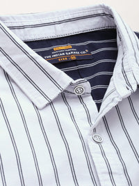 The Indian Garage Co Men Slim Fit Opaque Striped Cotton Casual Shirt