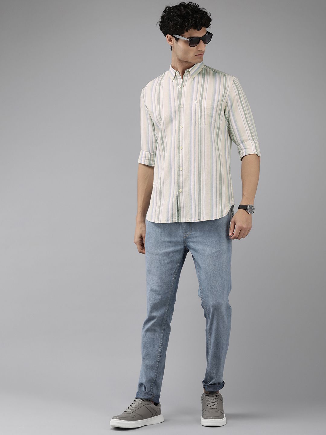 THE BEAR HOUSE Slim Fit Striped Casual Shirt