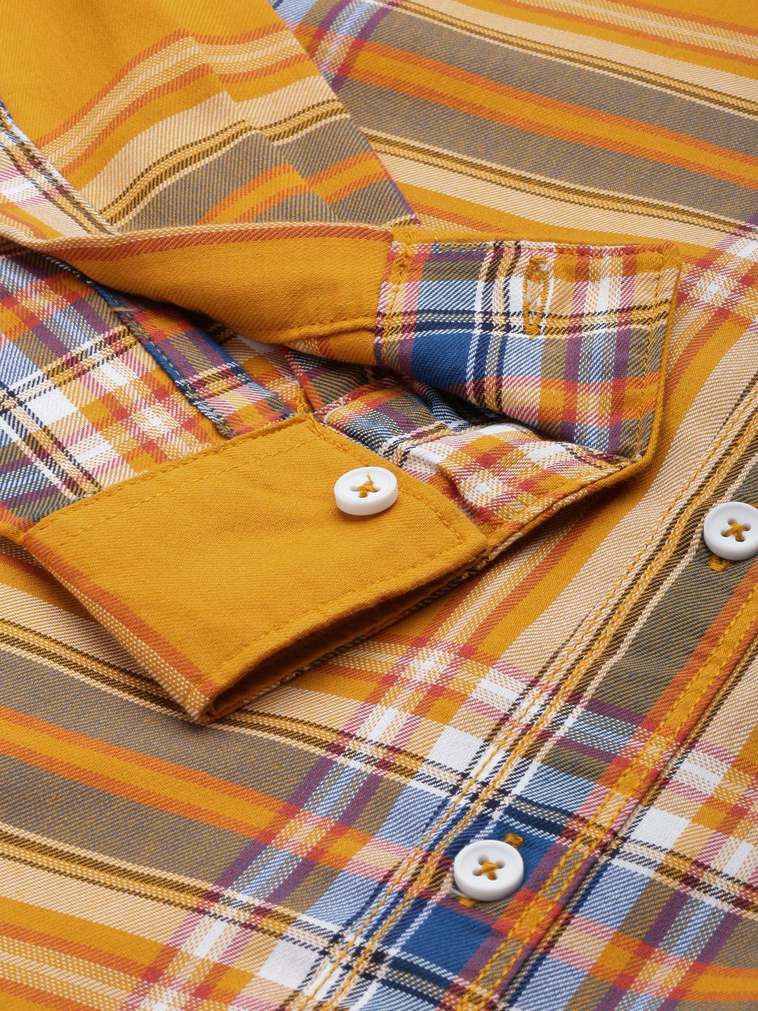 The Indian Garage Co Men Yellow Comfort Checked Regular Fit Casual Shirt
