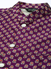 SOJANYA Men Pink Striped Kurta with Pyjamas  & Nehru Jacket