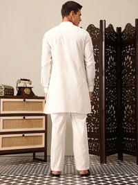 House of Pataudi Striped Jashn Pure Cotton Kurta with Trousers
