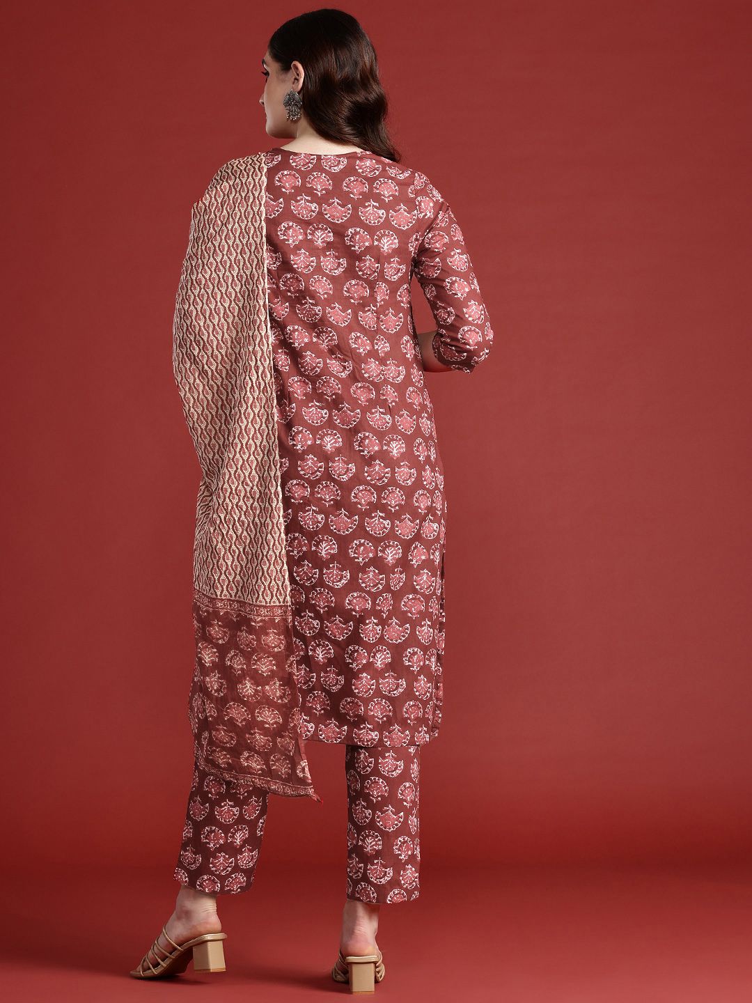 Anouk Women Ethnic Motifs Printed Pure Cotton Kurta with Trousers & Dupatta