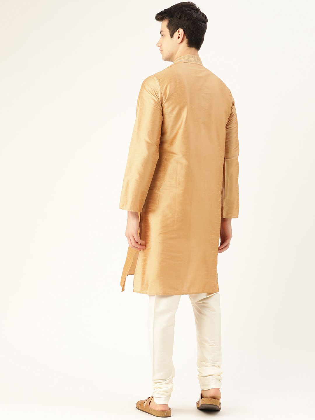 SOJANYA Men Beige Solid Straight Kurta