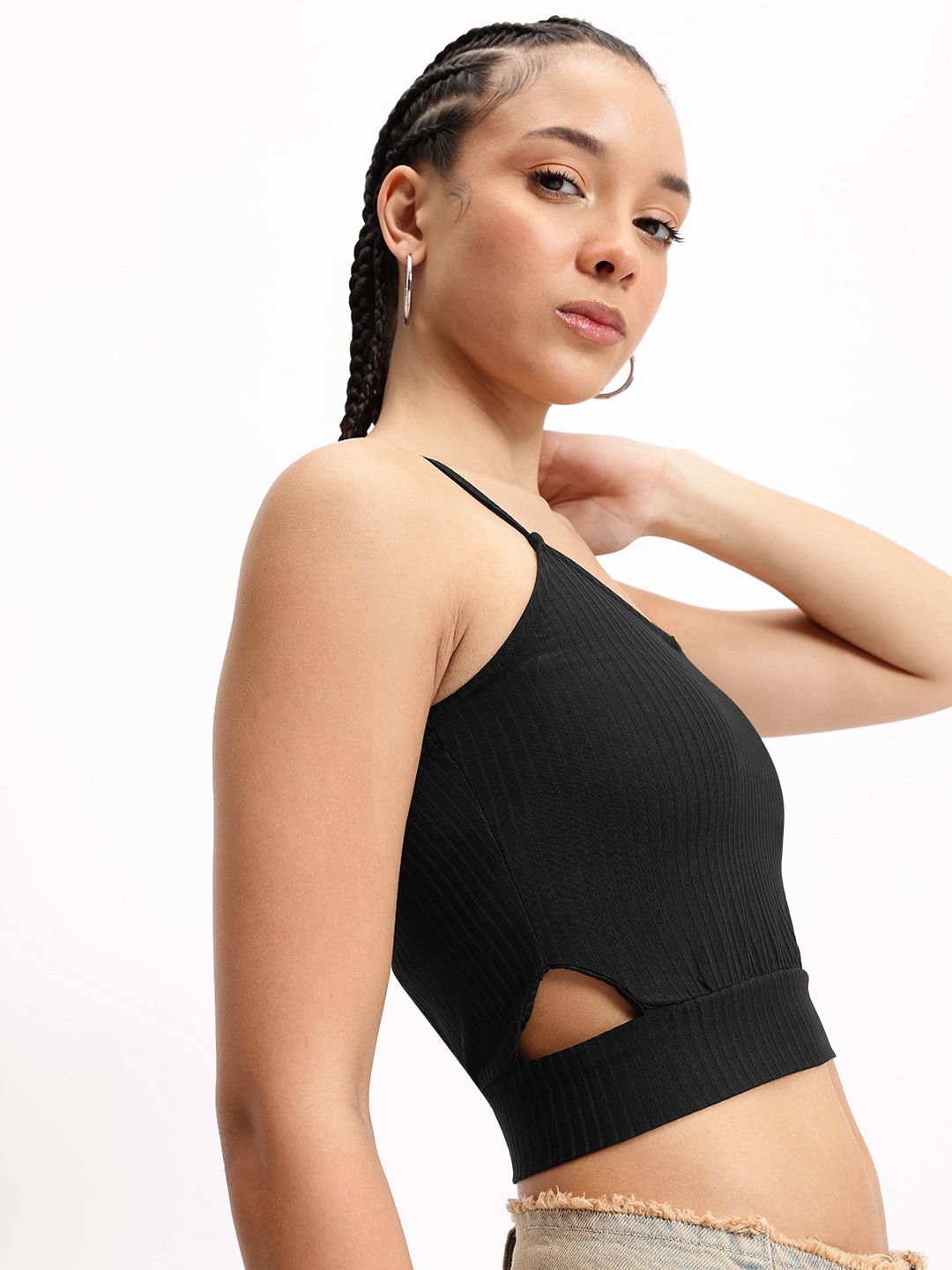 DressBerry Cut-Out Queen Ribbed Crop Top