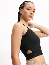 DressBerry Cut-Out Queen Ribbed Crop Top