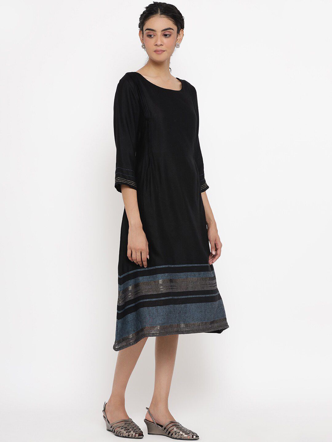 W Women Black Solid Kurta