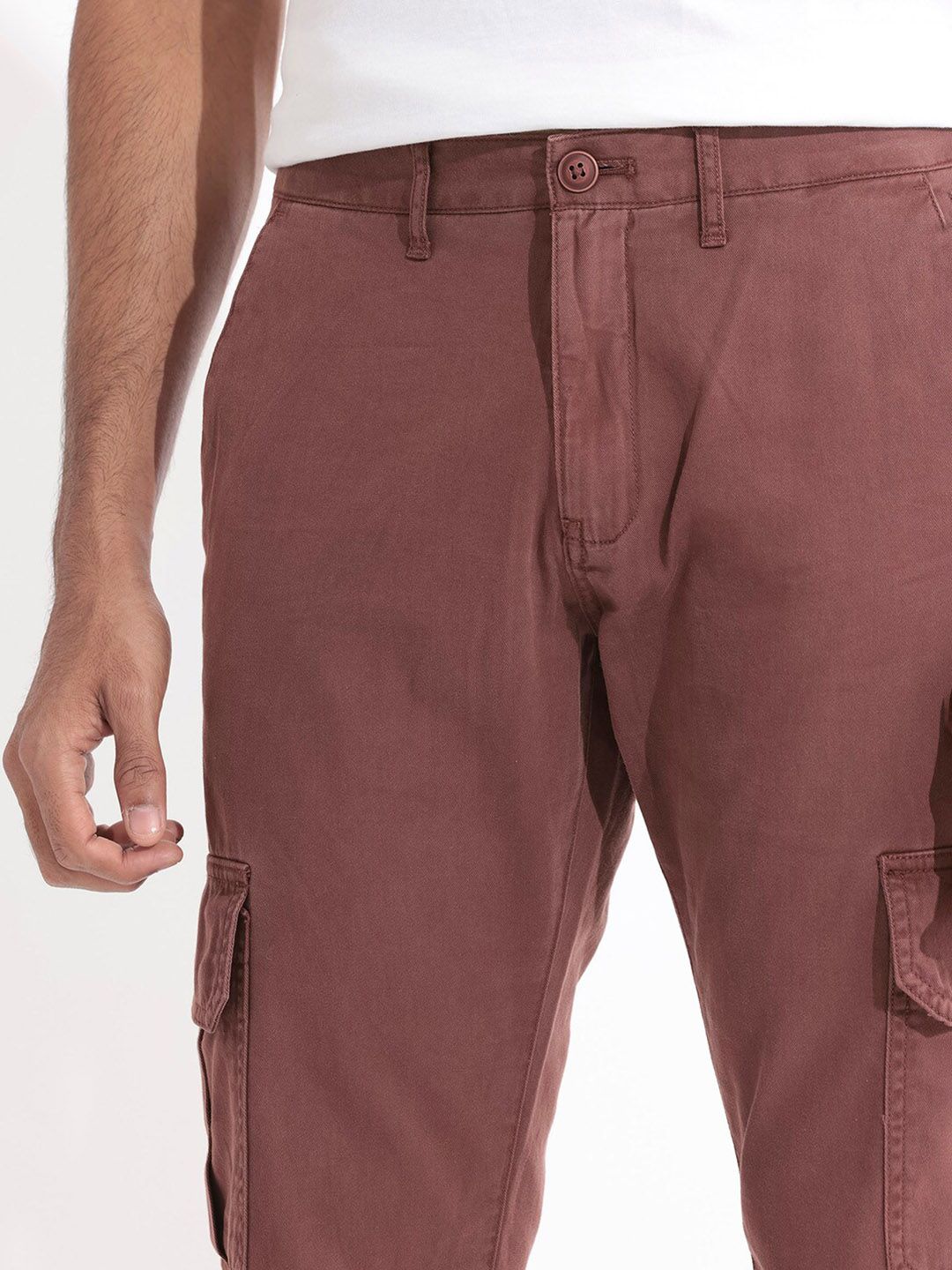 RARE RABBIT Men Inbuil Slim Fit Mid-Rise Plain Cotton Joggers