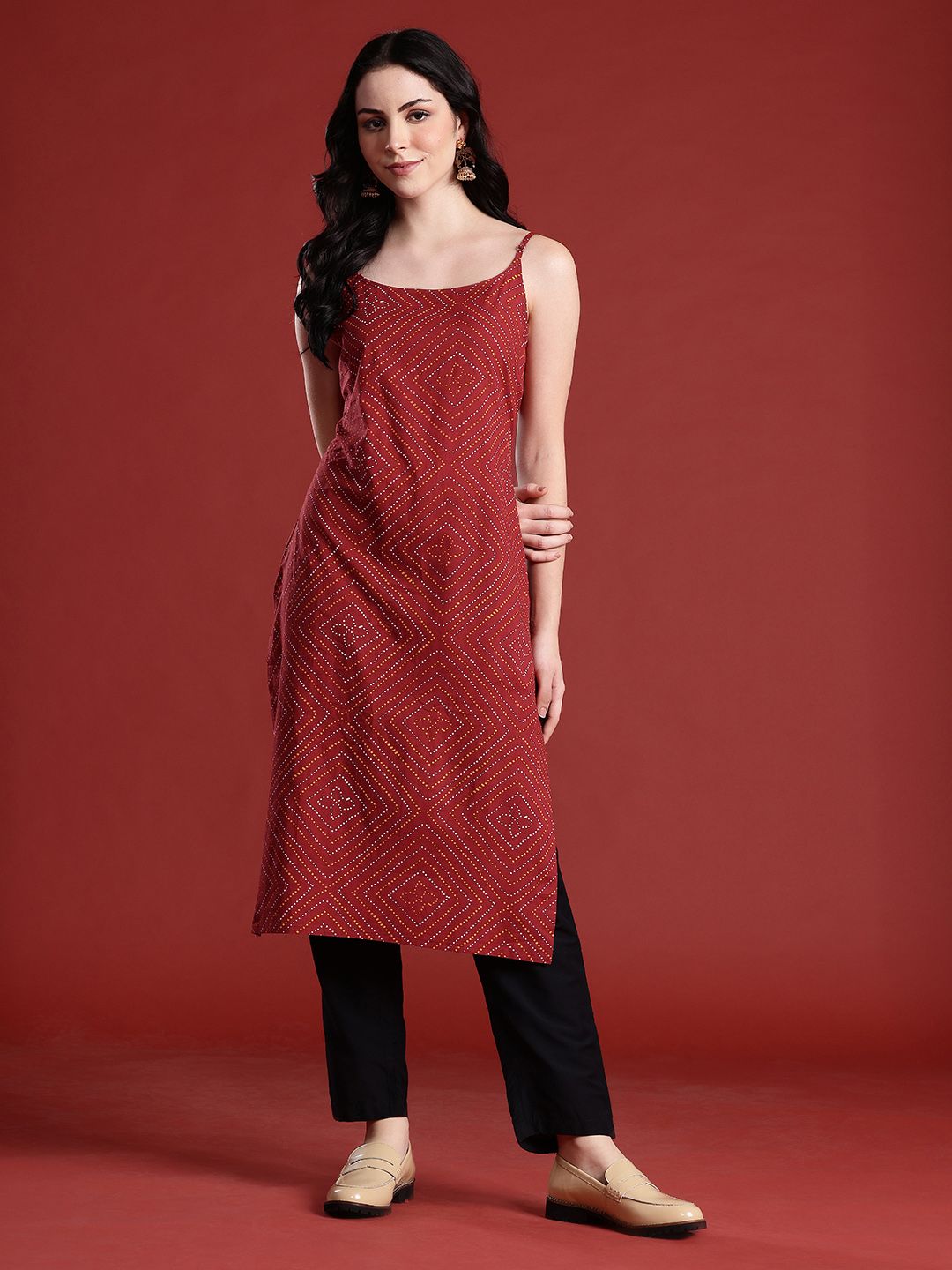 Anouk Women Bandhani Print Pure Cotton Kurta