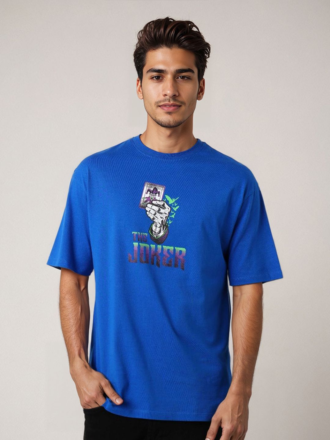 The Indian Garage Co Men Joker Graphic Printed Round Neck Cotton Relaxed Fit T-shirt