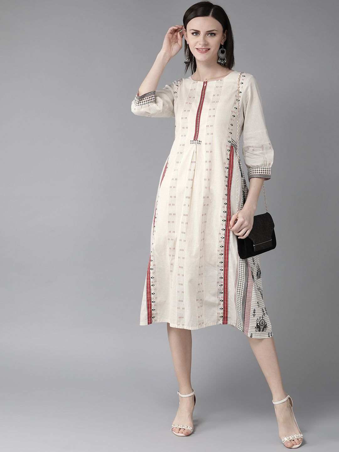 W Printed A-Line Cotton Dress