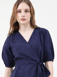 RAREISM V-Neck Puff Sleeve Styled Back Top