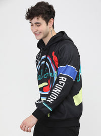 HIGHLANDER Men Black Printed Hooded Sweatshirt
