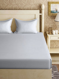Myntra Elegant Homes Light Grey 300 TC Fitted Double King Bedsheet Set 2.50 m x 2.20 m